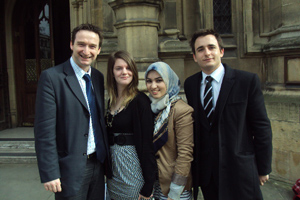 Yael, Muna and Andrei with John Leech, MP fro Withington